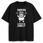 czarny T-shirt Najpierw Masa Potem Się Zobaczy ze świnką i sztangą