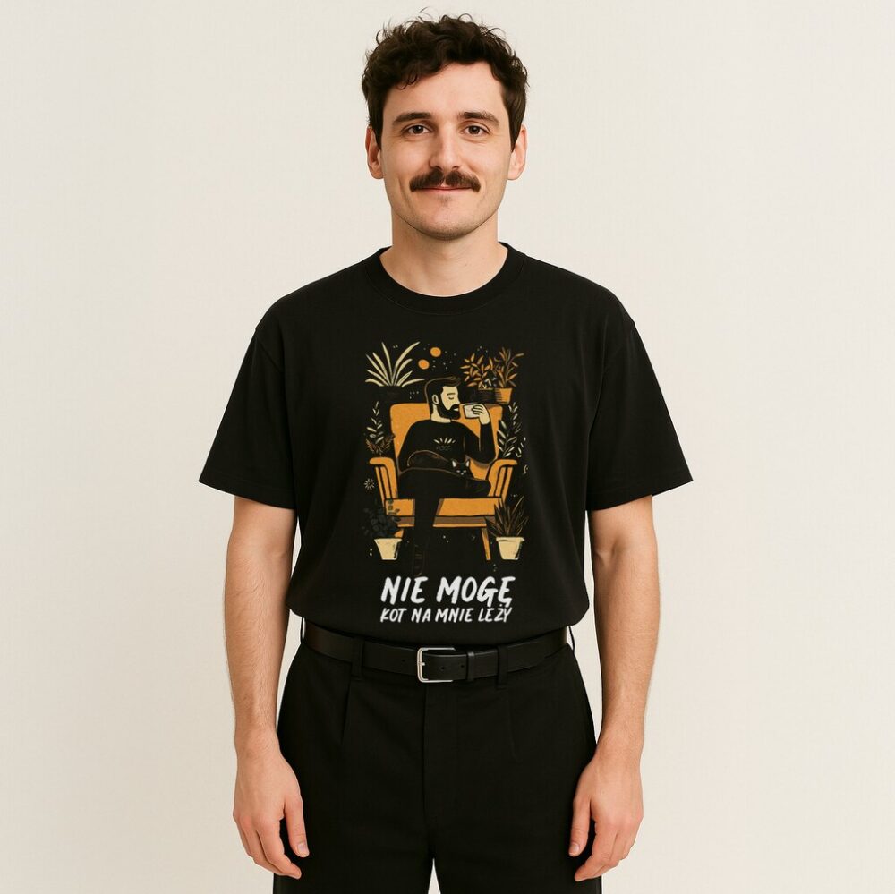 T-shirt Nie Mogę Kot Na Mnie Leży ON — zdjęcie 2