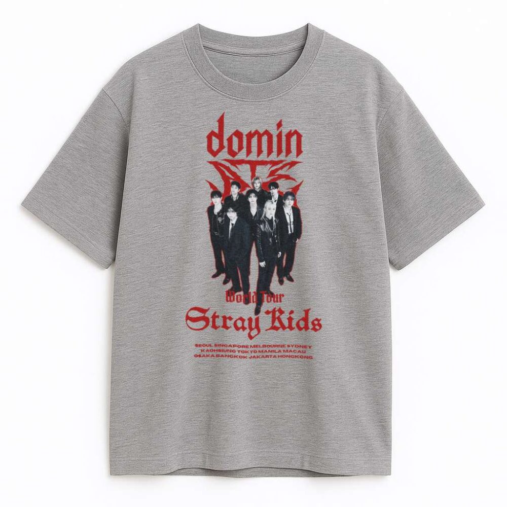 T-shirt Stray Kids Domin szary – fan merch
