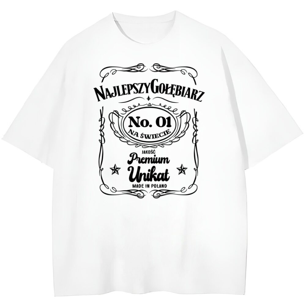 biała koszulka przód jack daniels najlepszy gołębiarz