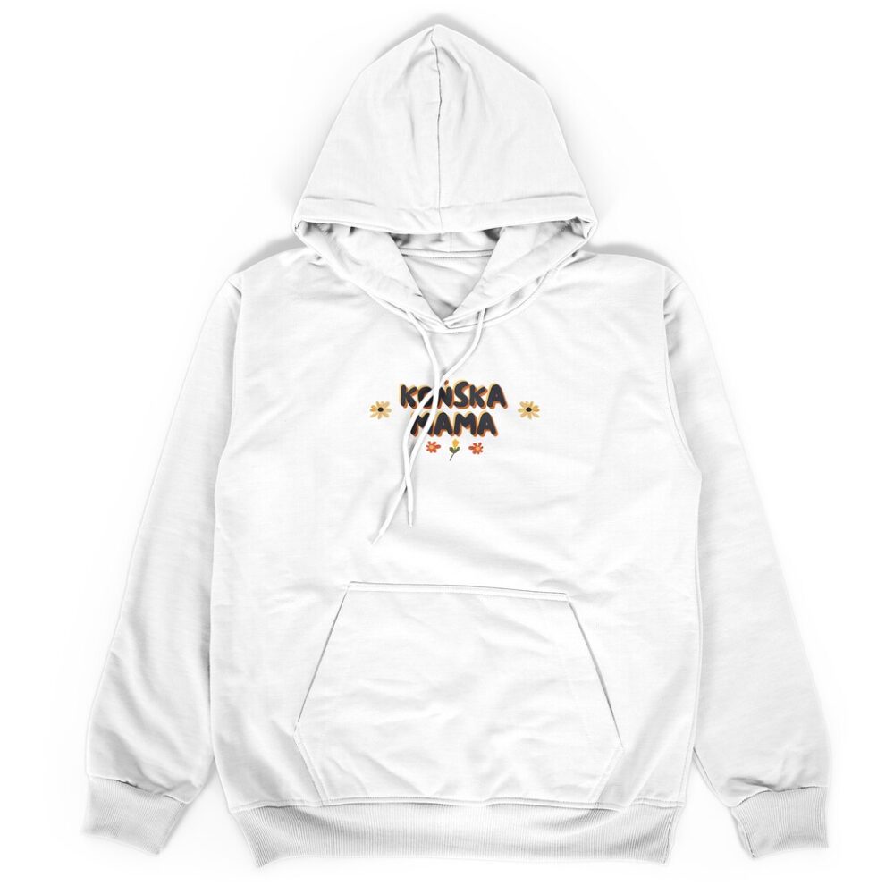 bluza z kapturem w białym kolorze przód końska mama