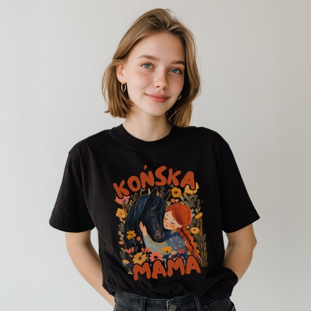 T-shirt Końska Mama Czarny Koń — zdjęcie 3