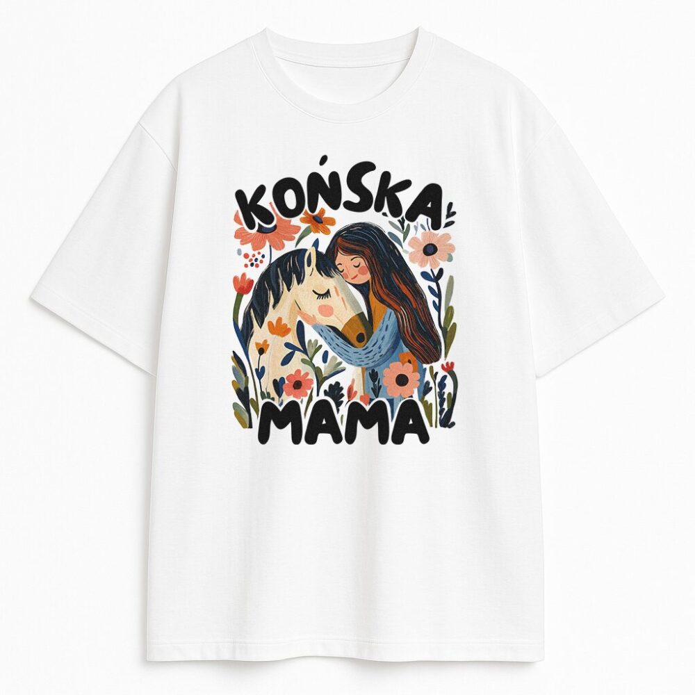 T-shirt Końska Mama Biały Koń — zdjęcie 3