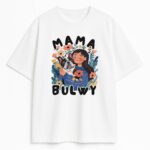 Biała koszulka z buldogiem francuskim Mama Bulwy dla psiary z frenchie