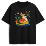 t-shirt dla kociary czarny - koszulka z kotami i napisem kociara