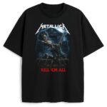 Czarna koszulka Metallica Kill'em All z grafiką szkieletu grającego na gitarze