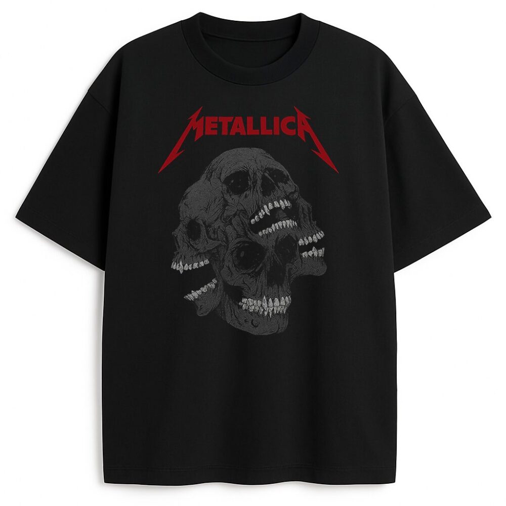 Czarna koszulka Metallica Sad But True z grafiką splecionych czaszek