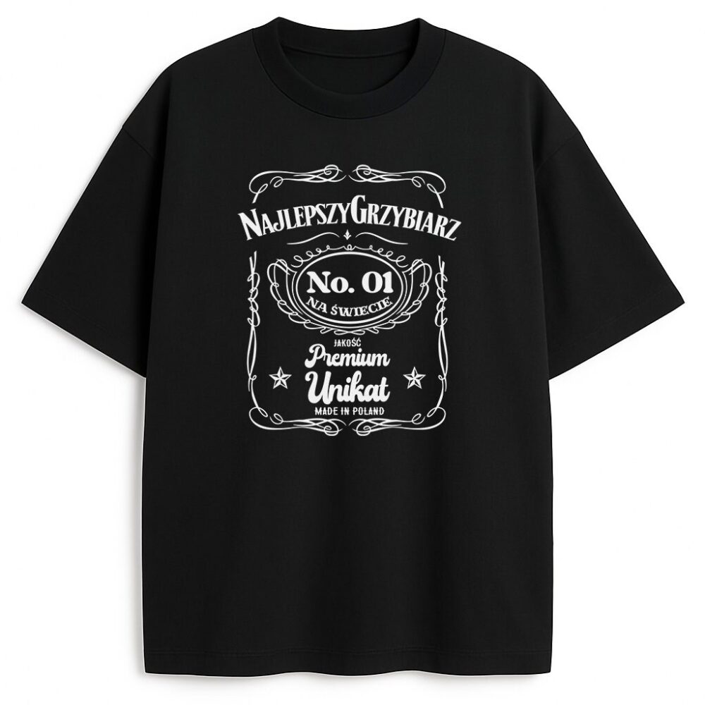 T-shirt Najlepszy Grzybiarz Premium czarny - kontrastowy front