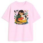 t-shirt dla kociary różowy - koszulka z kotami, napis kociara