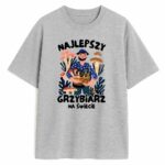 szary t-shirt z ilustracją w stylu folk