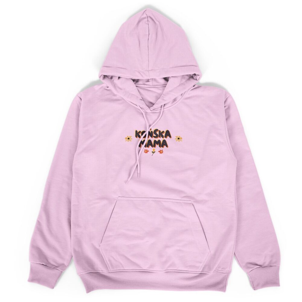 bluza z kapturem w różowym kolorze przód końska mama