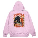bluza z kapturem tył w kolorze różowym końska mama czarny koń