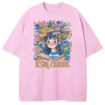 koszulka w różowym kolorze z nadrukiem książkara