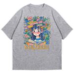 koszulka w szarym kolorze z nadrukiem książkara