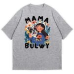t-shirt w szarym kolorze przód psia mama bulwy