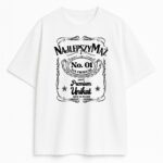 Biała koszulka Najlepszy Mąż z nadrukiem inspirowanym whisky