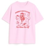 różowa koszulka 90s z kotem i myszą the vibes are off