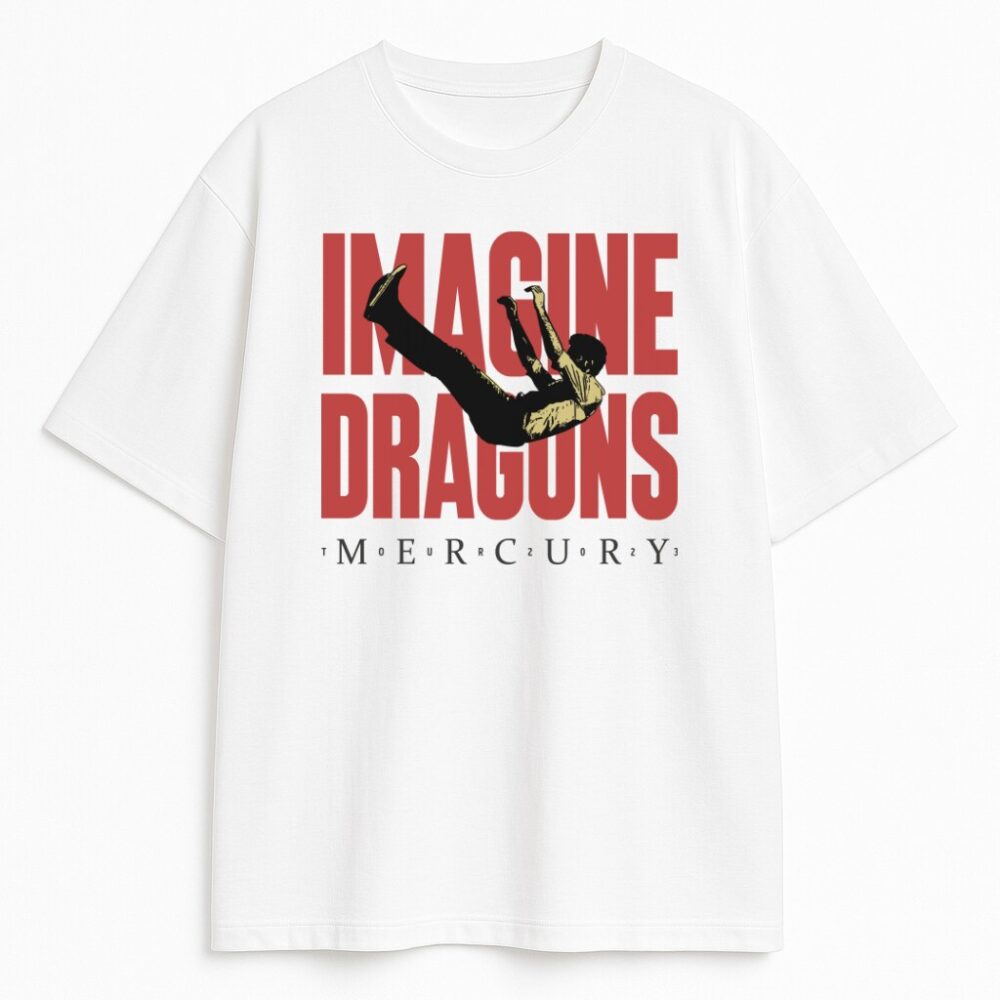 Koszulka Imagine Dragons Mercury – grafika z człowiekiem i napisem, kolor biały