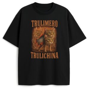 czarna koszulka brainrot z napisem trulimero trulichina