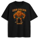 T-shirt Udin Din Din Dunn z nadrukiem pomarańczowego kulturysty z twarzą i butami Nike