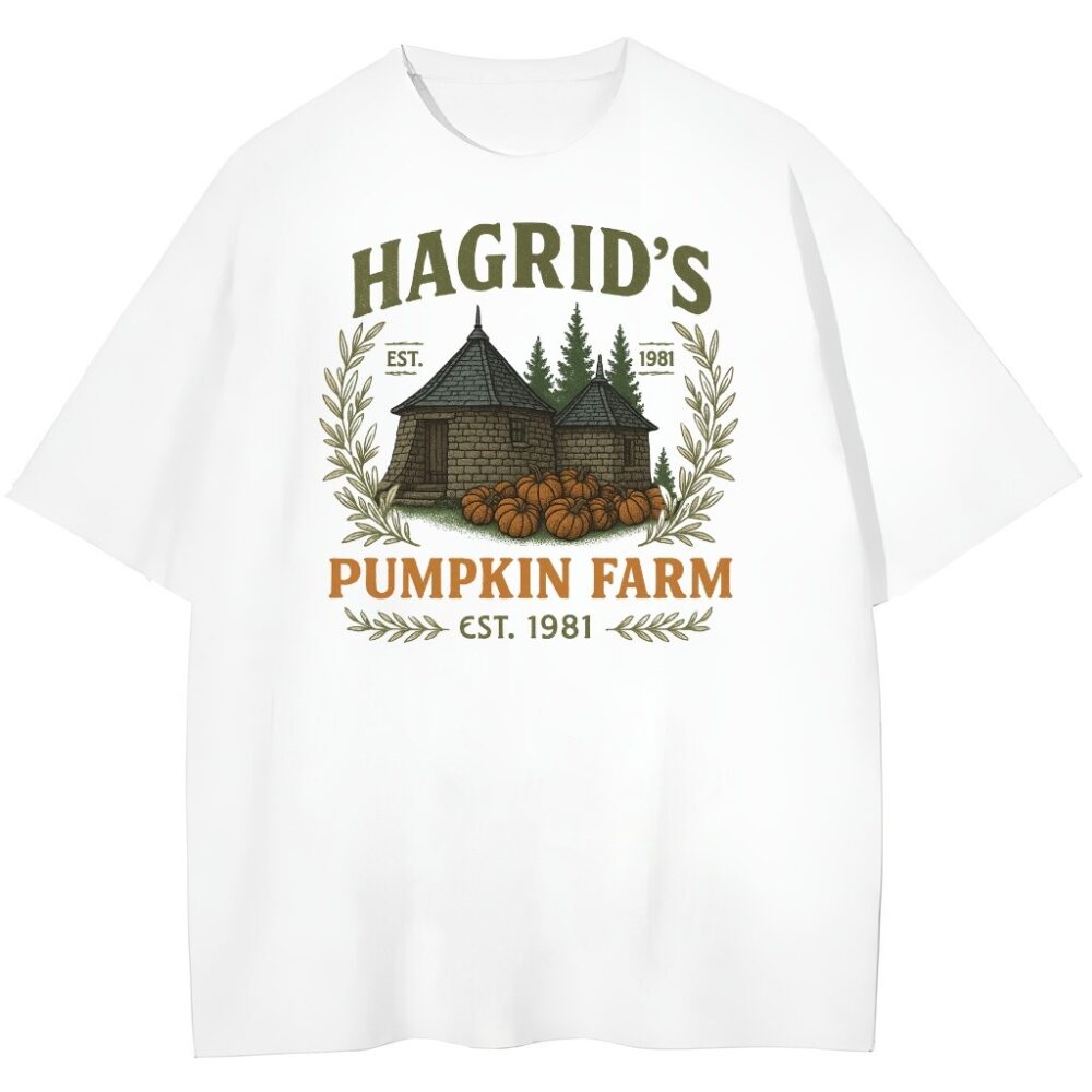 T-shirt Hagrids Farm Pumpkin z ilustracją farmy, kolor biały