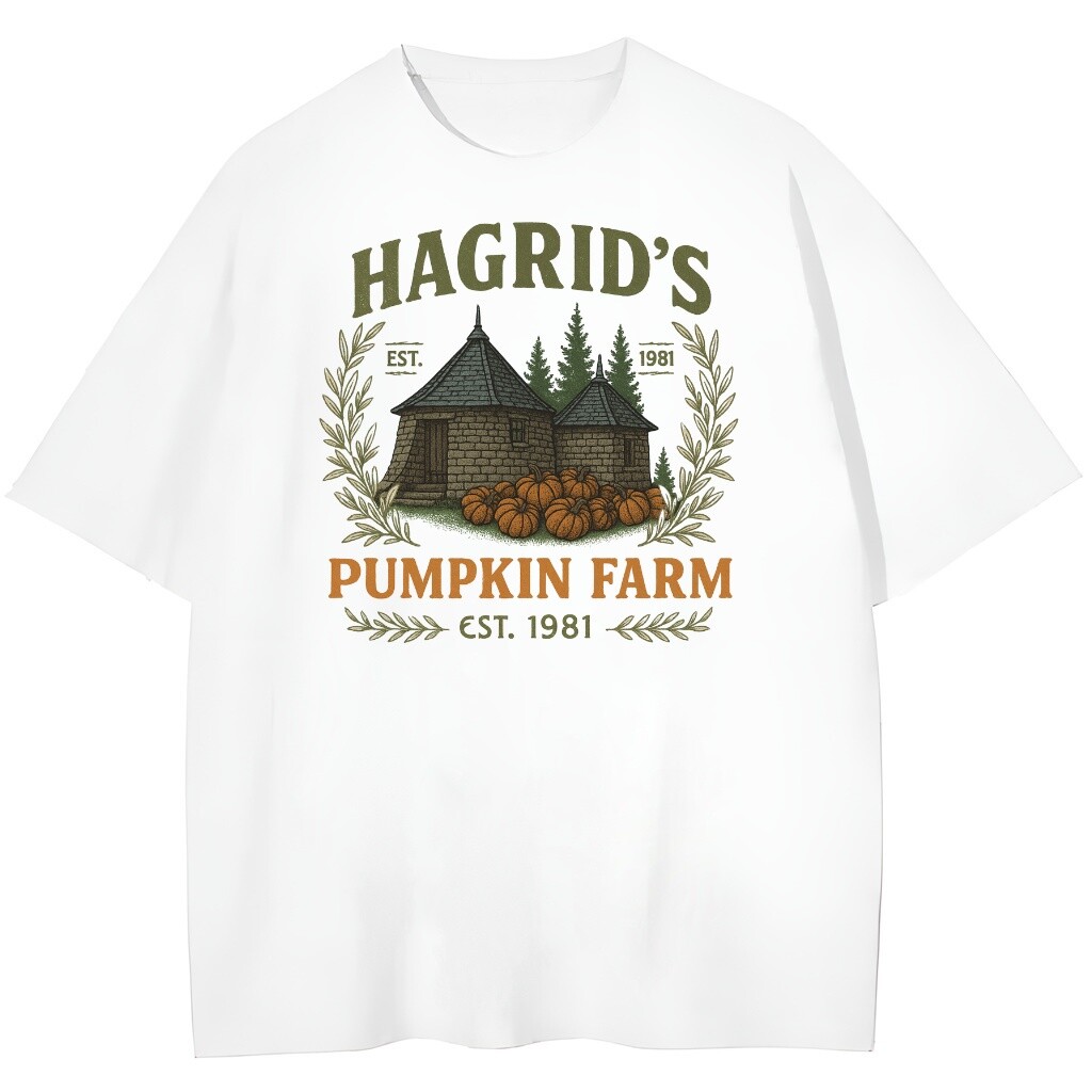 T-shirt Hagrids Farm Pumpkin z ilustracją farmy, kolor biały