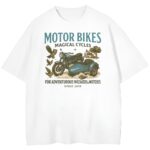 T-shirt Harry Potter Motor Bikes z motocyklem Hagrida, wersja biała