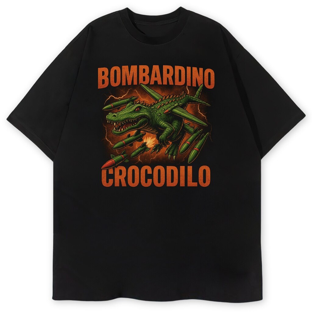 T-shirt Bombardino Crocodilo z uzbrojonym krokodylem