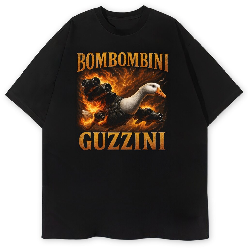 T-shirt Bombombini Guzzini z gęsią w płomieniach, seria Brain Rot