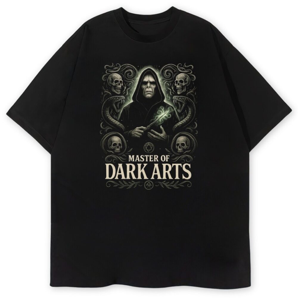 T-shirt Harry Potter Master Of Dark Arts z Voldemortem, wersja czarna