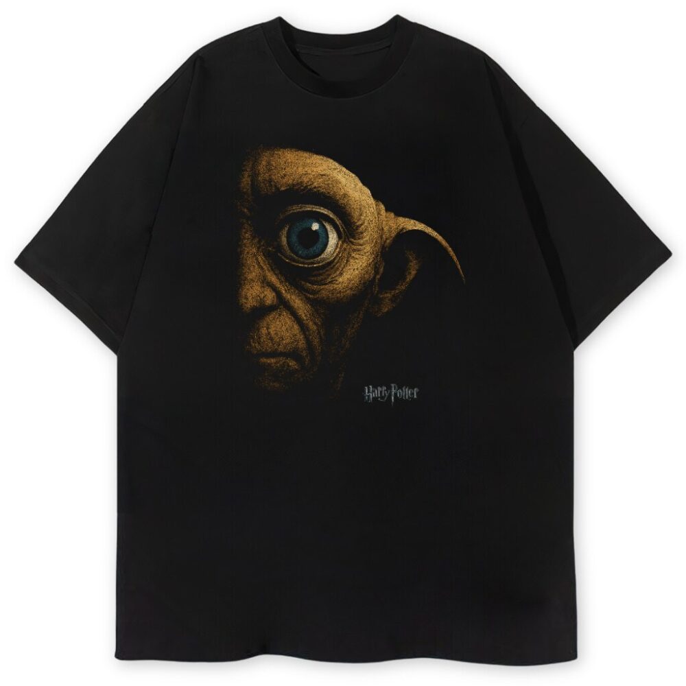 t-shirt czarny przód harry potter zgredek dobby