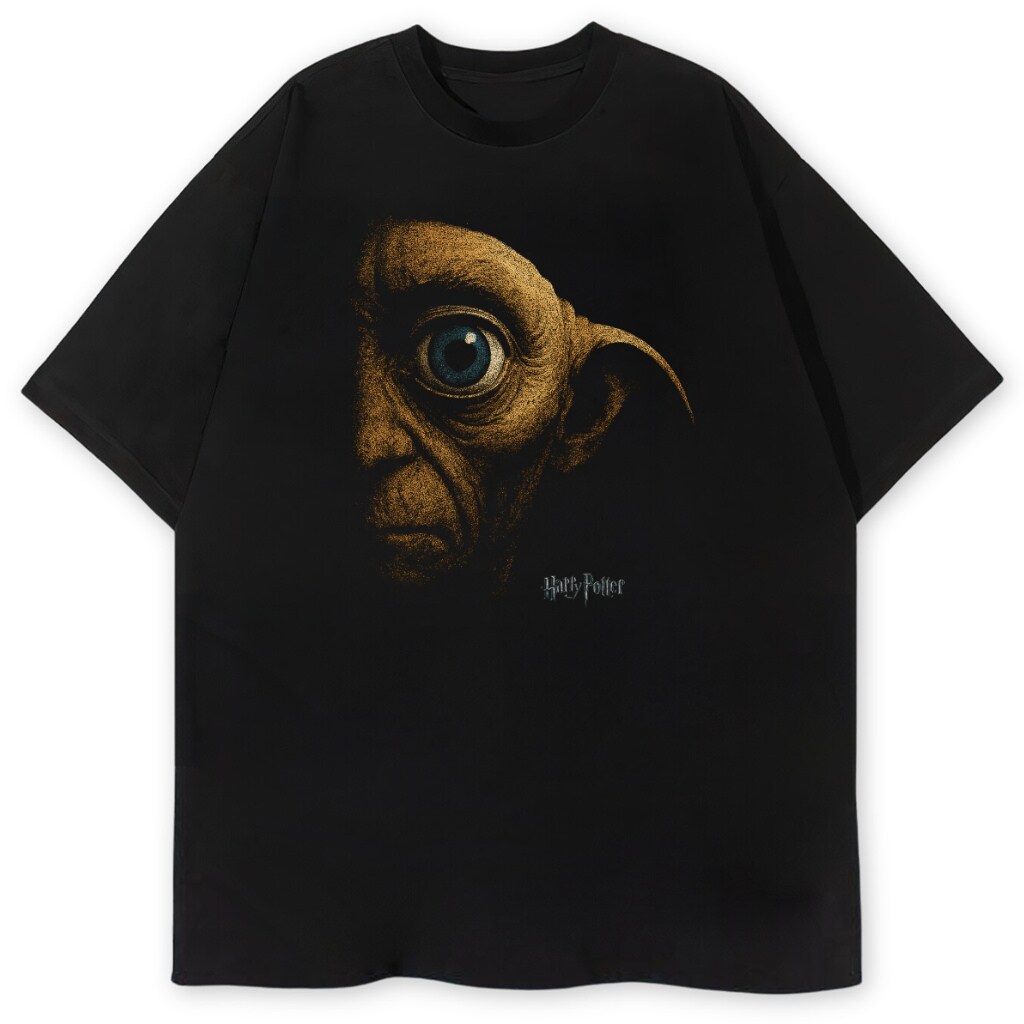 t-shirt czarny przód harry potter zgredek dobby