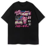 T-shirt Hello Kitty Tokyo Speed z grafiką wyścigową, kolor czarny