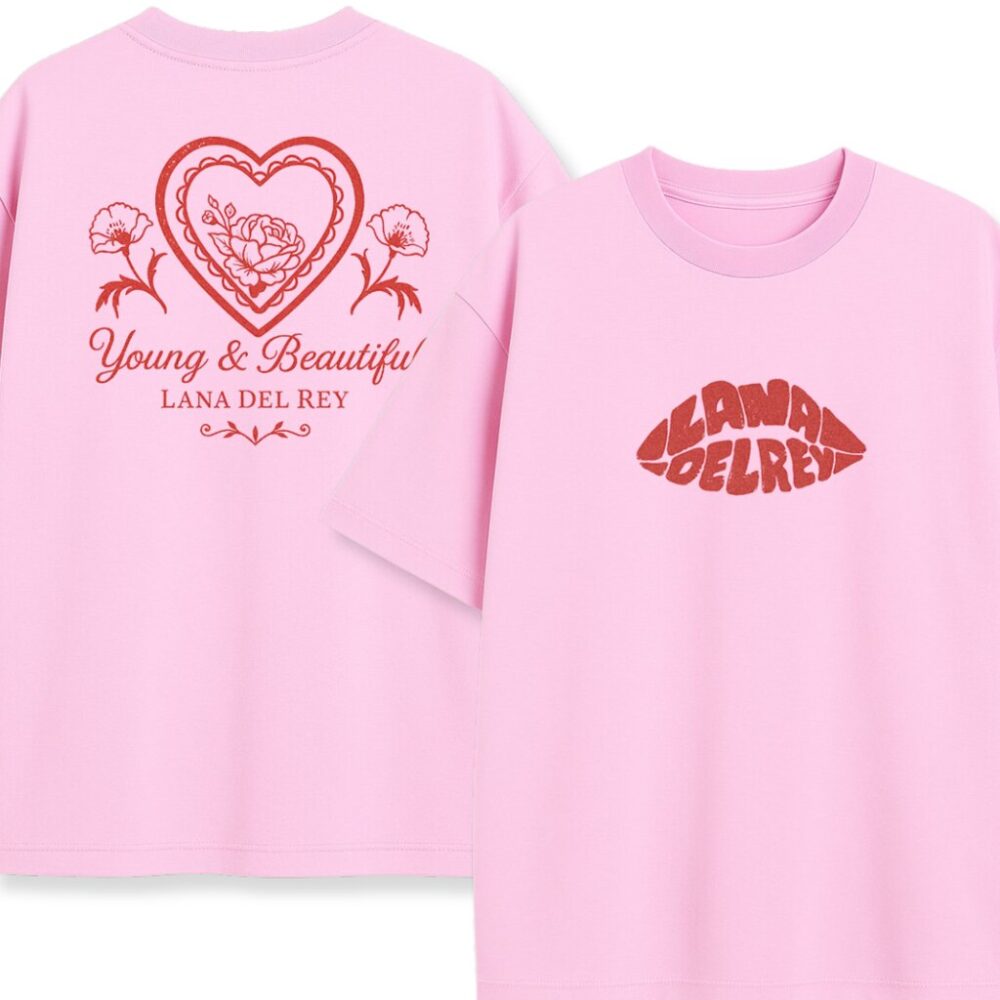 Koszulka z czerwonym nadrukiem z przodu i sercem z różą na plecach