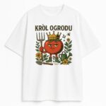 Koszulka Król Ogrodu z zabawnym nadrukiem pomidora i motywem roślinnym