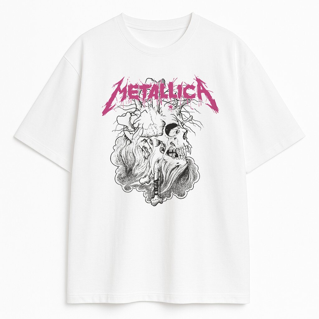 T-shirt Metallica Deathroot z ilustracją czaszki i serca