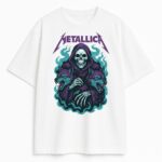 T-shirt Metallica Hunter z grafiką czaszki i dwóch wilków