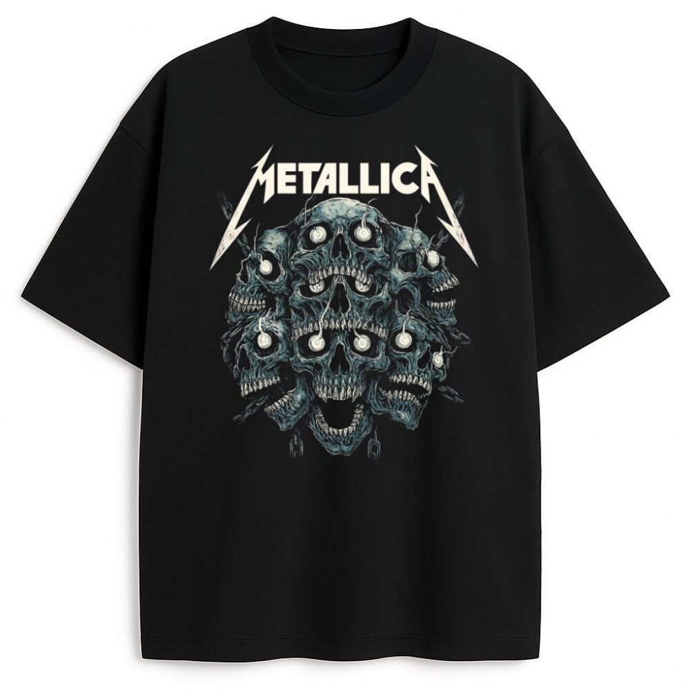 Czarny T-shirt Metallica Mindtrap z grafiką splątanych czaszek