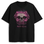 Czarny T-shirt Metallica Pink Skull z czaszką i różowym logo