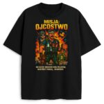 Czarna koszulka Misja Ojcostwo z grafiką taty w stylu akcji