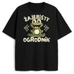 T-shirt Żajebisty Ogrodnik z zabawną żabą i dużym napisem o ogrodniku