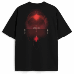 Tył koszulki Imagine Dragons Circles z czerwonymi kręgami i lustrzanym odbiciem