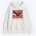 Bluza Imagine Dragons Mercury biała – unisex hoodie z czerwonym nadrukiem postaci i logo z albumu Mercury