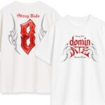 Biała koszulka Stray Kids Dominate Tour z tribalowym nadrukiem