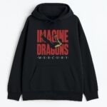 Bluza Imagine Dragons Mercury czarna – unisex hoodie z czerwonym nadrukiem logo i postacią w locie z albumu Mercury