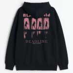 Czarna Bluza z Kapturem Blackpink Deadline tył z grafikami grupy