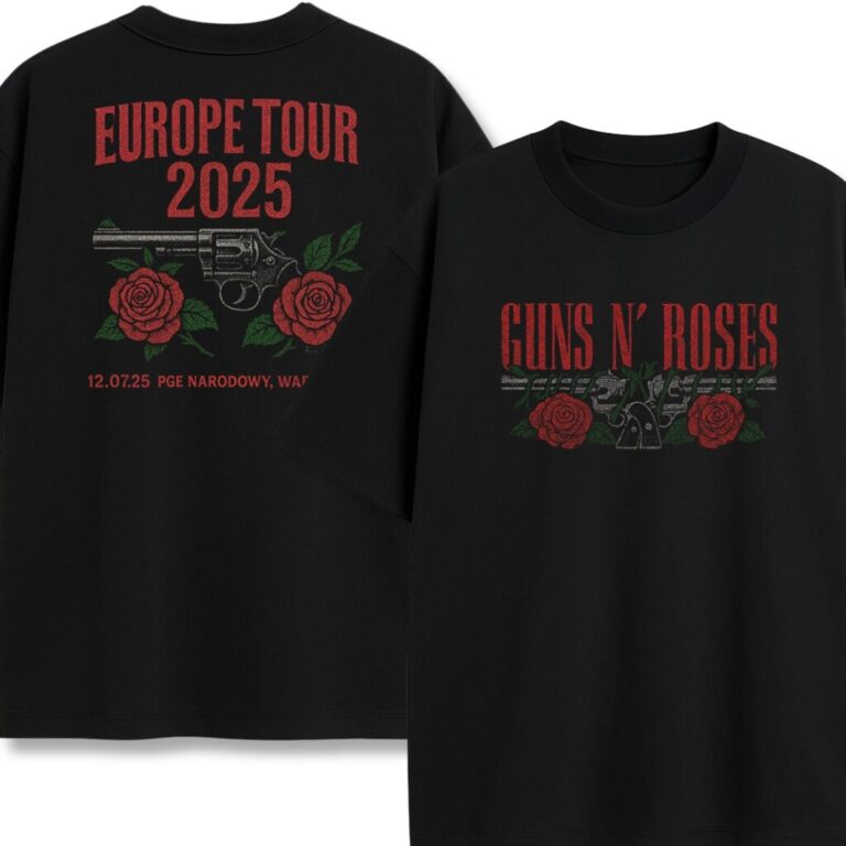 T-shirt dwustronny Guns N' Roses Koncert Warszawa Pistolety