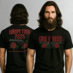 T-shirt na koncert Guns N' Roses z przodu i tyłu na modelu