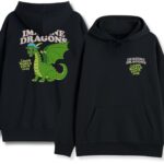 Bluza Imagine Dragons Loomy Dragon czarna – unisex hoodie z zielonym smokiem na plecach i małym logo Loom World Tour 2025 na przodzie