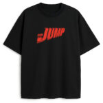 Czarny T-shirt Blackpink Jump World Tour z przodu i koreańskim napisem Jump